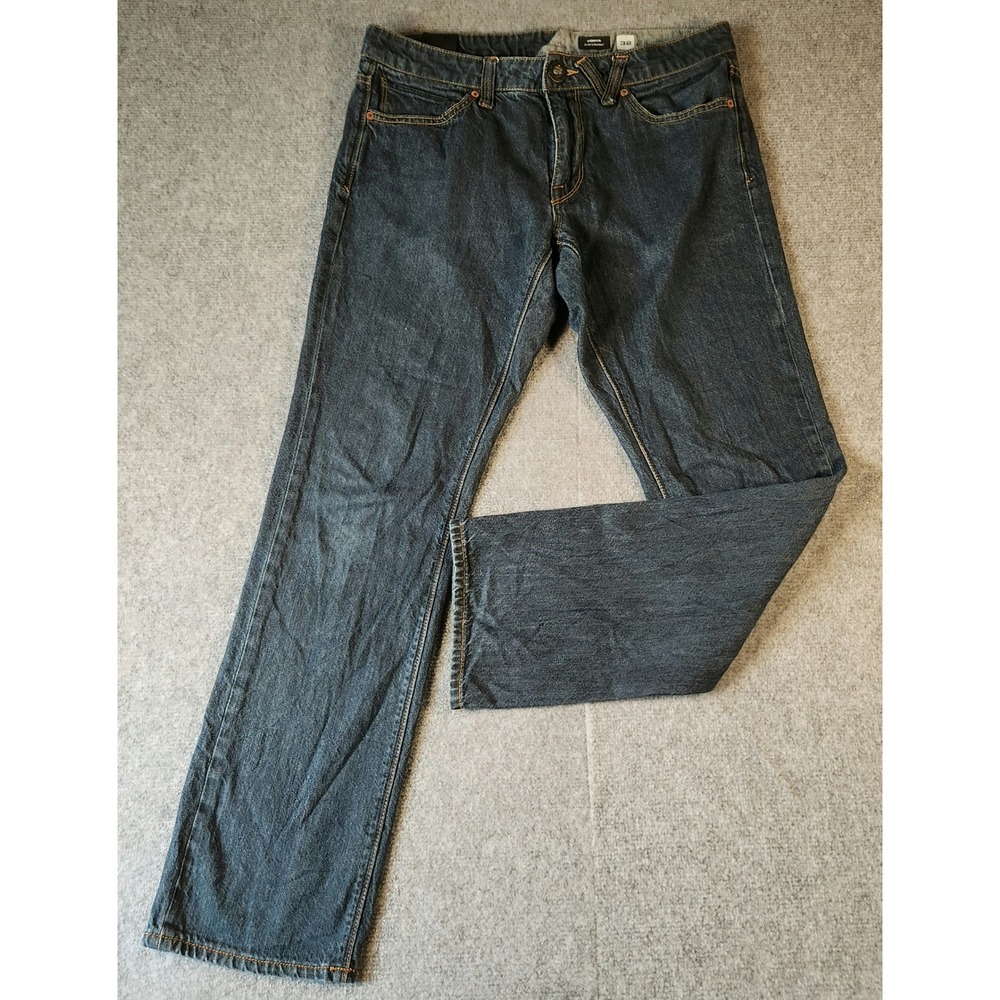 Volcom Jeans Mens 32 Vorta Slim Straight Dark Blue Denim